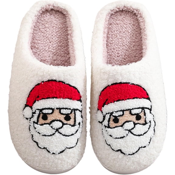Christmas Slippers For Women Men Soft Plush Fuzzy Cozy House Bedroom Warm Reindeer Cute Holiday Slippers Indoor Outdoor