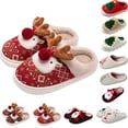 thumbnail image 1 of Christmas Slippers for Women Flat Heel Close Toe Slip-on Home Slippers Christmas Cute Printed Warm Winter Shoes, 1 of 7