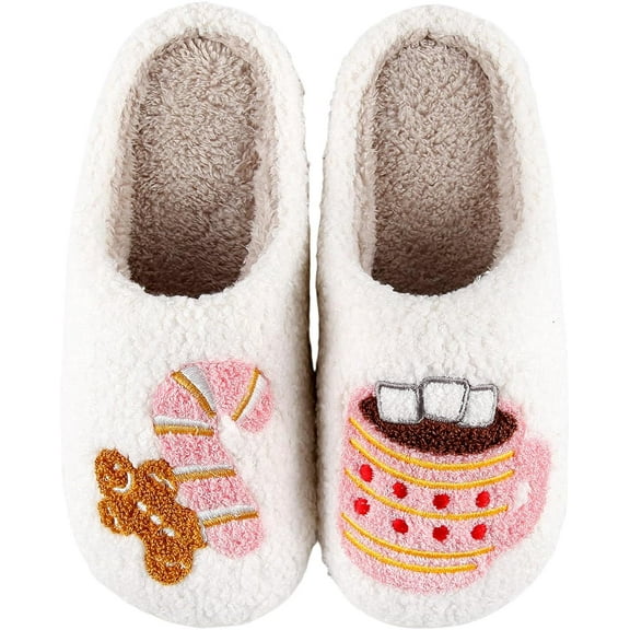 Christmas Slippers for Women - Non-Slip Plush Cozy House Shoes Warm Fuzzy Memory Foam Indoor Footwear