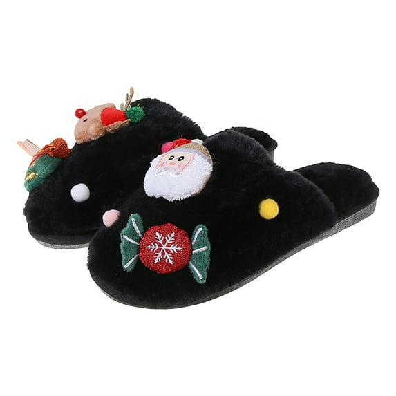 Christmas Slippers for Women Sofy Cozy Plush Fuzzy House Slippers Indoor Outdoor Memory Foam Xmas Home Shoes