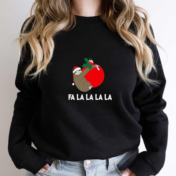 Christmas Sloth Fa La La Funny Holiday Gift Graphic SW12119 Unisex Sweatshirt, Up to Size 5XL