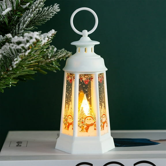 Christmas Small Decorative Lantern, Flameless Vintage Candle Lantern Light for Christmas Party Table Centerpiece Indoor Outdoor Hanging Decoration