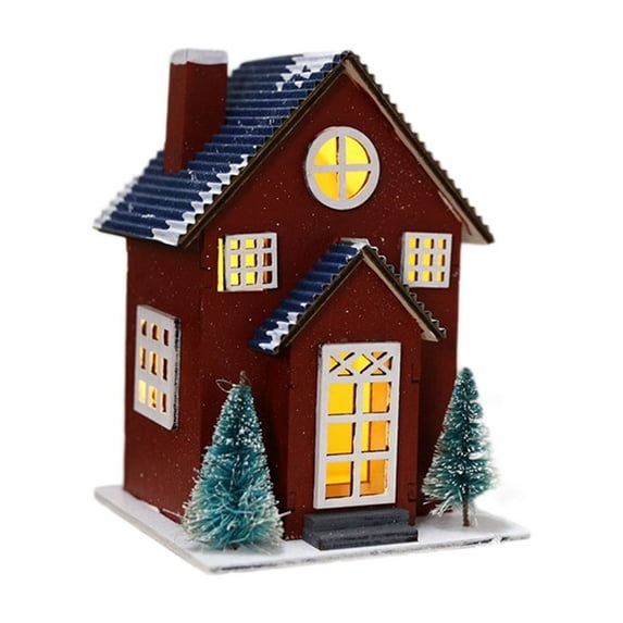 Christmas Small House Decoration, Christmas Ornaments, PVC Resin Small Decorative House, Multicolor Durable Christmas Tabletop Ornament for Living Room Bedroom Office Festive Home Decor