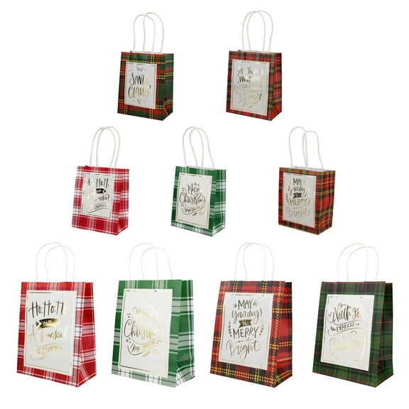 Christmas Small & Medium Printed Gift Bags with Foil, 9 Count