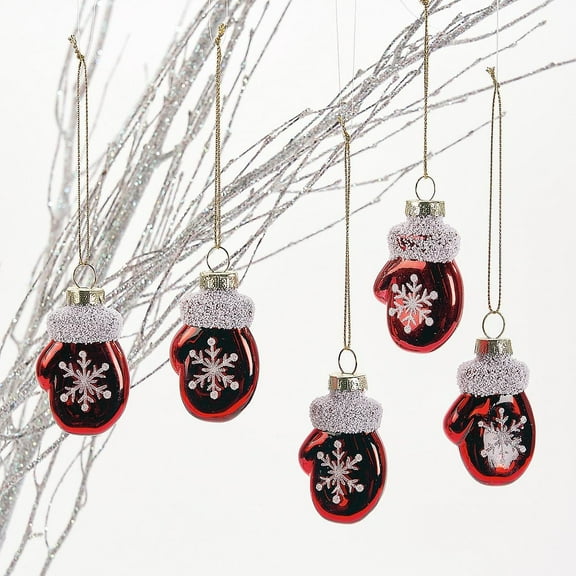Christmas Small Mittens Ornaments - Set of 6, Xmas Tree Hanging Decorations, Festive Holiday Home Decor