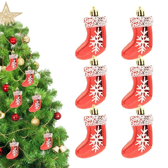 Christmas Small Socks Ornaments - Set of 6, Xmas Tree Hanging Decorations, Festive Holiday Home Decor