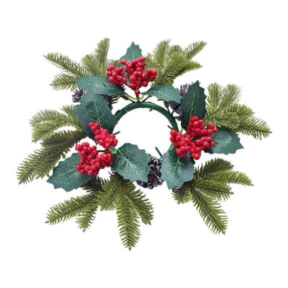 Christmas Small Wreaths, 12in Christmas Candle Rings Wreath Candle Holder Rings Decorations for Tables Centerpieces Front Door Mantle Home Kitchen Xmas Decor