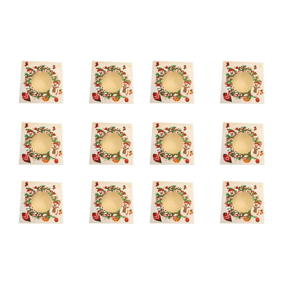 Christmas Snack Gift Box, 15x15x8cm Food-Grade Cardboard Baking Packaging, 4 Styles Holiday Cake & Cookie Box with Display Window, Set of 1 6 12