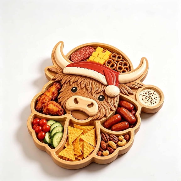 Christmas Snack Serving Tray, Festive Holiday Serving Platter, 11-Design Christmas Party Snack Tray, Sectioned Charcuterie Platter for Appetizers Candy Cookies Nuts Fruit and Desserts