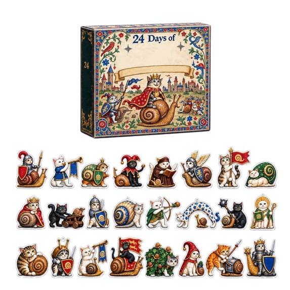 Christmas Snail Cat Figurine Advent Calendar 2026 Blind Box, 3D 24 ...