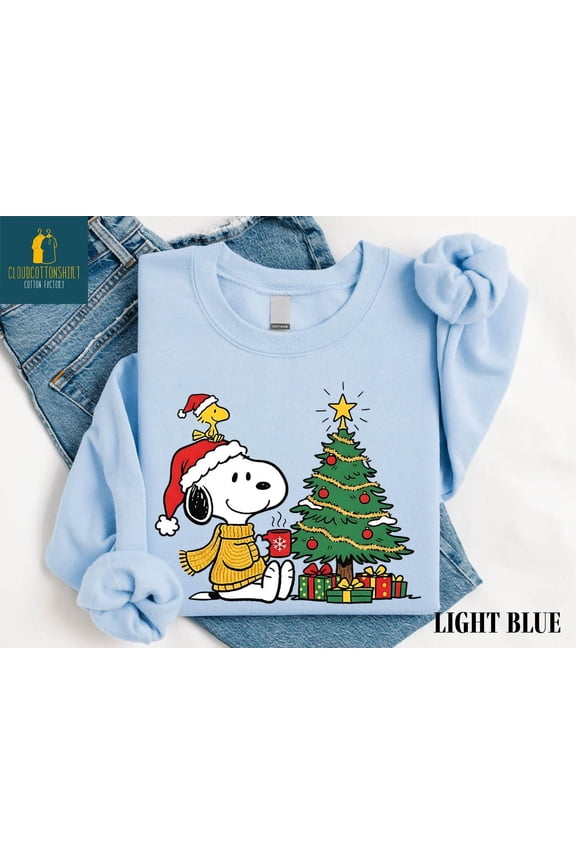 Christmas Snoopy Sweatshirt, Christmas Tree Shir, Christmas Cartoon Dog T-Shirt, Holiday Season Sweater, Snoopy Dog Tee, Winter Sweater All Size S-5Xl