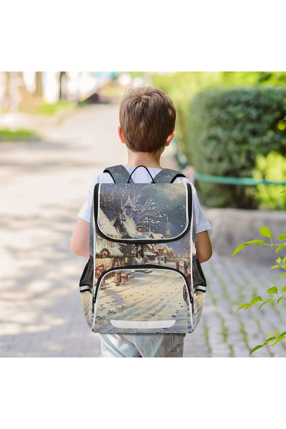 Christmas Snow Backpack Big Laptop Backpack Casual Daypack Quilted Large Capacity Large Bookbags