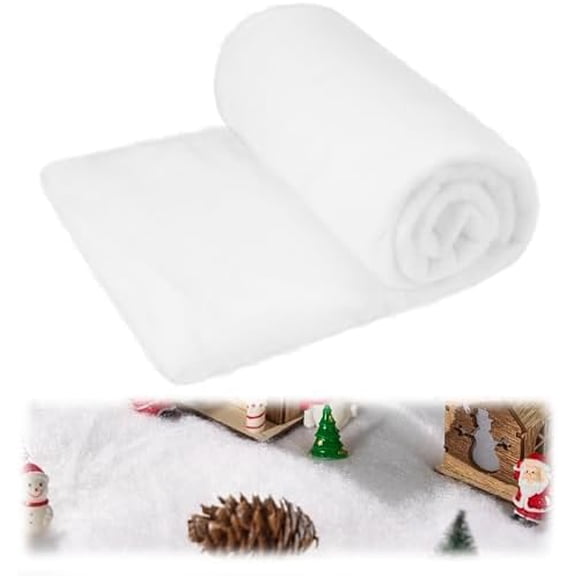Christmas Snow Blanket Roll (3x8 Ft,4 Pcs) for Christmas Decorations, Village Displays, Under The Xmas Tree-Thick White Soft and Fake Snow Cover for Holiday Decor and Winter Displays