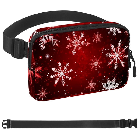 Christmas Snow Fanny Pack for Men Women Hiking Waist Bag Pack, Runners Belt Jogging Pocket Belt with Adjustable Strap for Running Walking Traveling