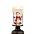 thumbnail image 1 of Christmas Snow Globe Candle Lamp Snowman Lighted Swirling Water Snowflake Tabletop Decor, 1 of 5