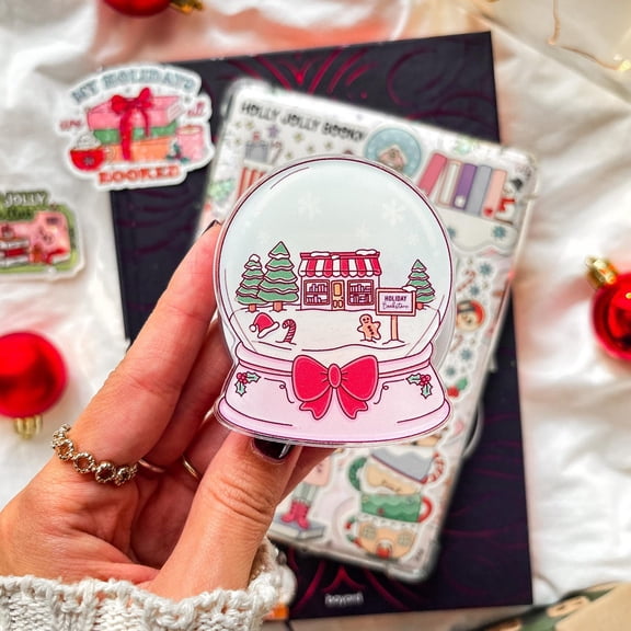 Christmas Snow Globe Grip Holiday Magnetic Smartphone and E-reader Holder Bookish Accessories for Book Lover