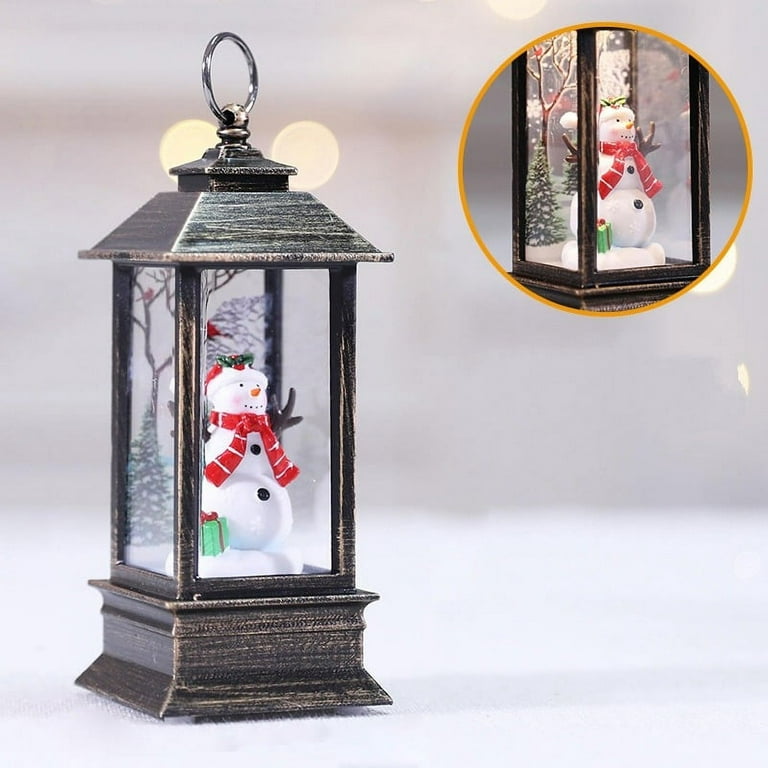 VERSAINSECT al Snow Globe Lantern 12 H,Glitter Lamp with Santa Claus &  Snowman,Battery Operated Glitter Lighted for Christmas Home Decorations and