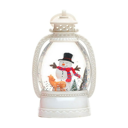 Christmas Snow Globe Lantern Glittering Winter Santa Claus Scene Lighted Water Globe Lantern White Santa Claus for Christmas Decorations and Gifts