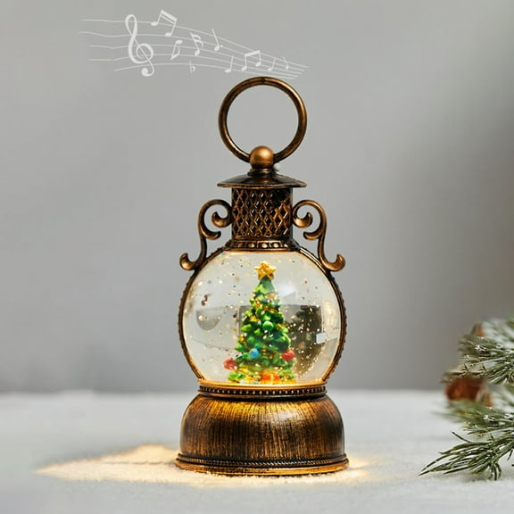 Christmas Snow Globe Lantern, Santa Lighted Snow Globes Lantern, Battery and USB Operated Christmas Tree Snow Globe Lantern, Glitter Christmas Decorations Gifts(Christmas Tree)