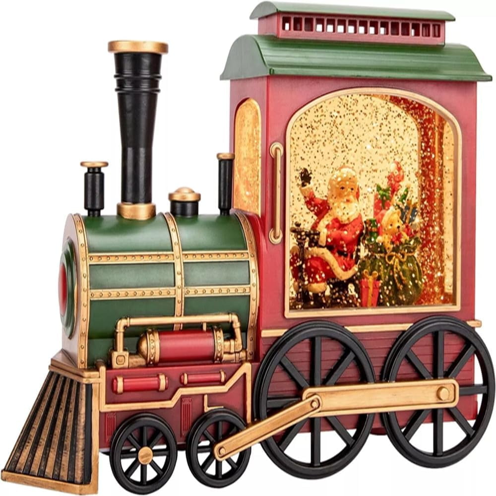 Christmas Snow Globe Lantern - Santa in Musical Train with LED ...