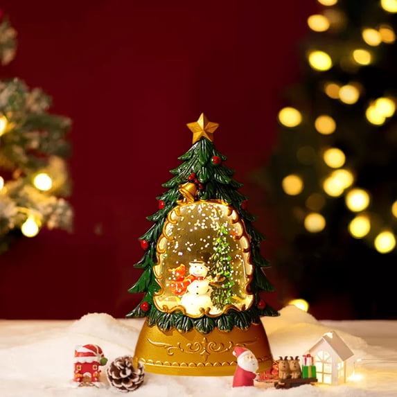 Christmas Snow Globe Lantern Table Decorations - Christmas Wind Light Glittering Prelit Christmas Tree Santa and Snowman, Battery Operated Lighted Wind Light - Christmas Decorations Indoor Home Decor