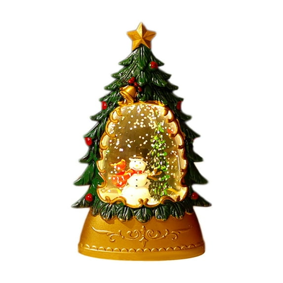 Christmas Snow Globe Lantern Water Glittering Christmas Tree/Snowman/Santa Claus, Battery Operated Lighted Lantern for Christmas Festival Decoration Gifts