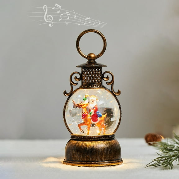 Christmas Snow Globe Lantern Water Glittering Snowman Scene with Music & Timer, USB Lined/Battery Operated Lighted Water Lantern for Christmas Festival Decoration Gifts