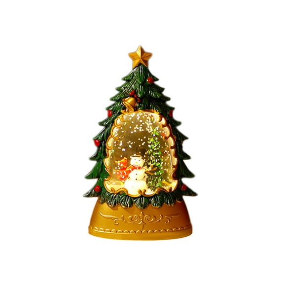 Christmas Snow Globe Lantern Water Glittering Christmas Tree/Snowman/Santa Claus, Battery Operated Lighted Lantern for Christmas Festival Decoration Gifts
