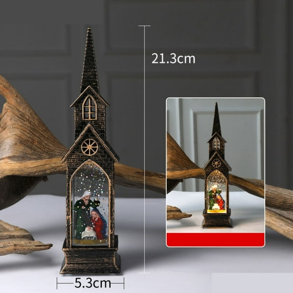 Christmas Snow Globe Lantern Water Nativity Scene & Manger Scene with Music & Timer, USB Lined/Battery Operated Lighted Lantern for Christmas Festival Decoration Gifts