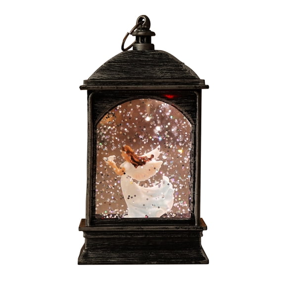Christmas Snow Globe Lantern with Reindeer Scene Battery Operated Decorative Light for Holiday Home Table Mantel Centerpiece Indoor Decoration