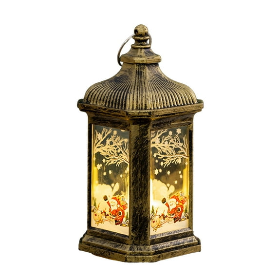 Christmas Snow Globe Light Glittering Santa Claus, Candles Wind Lamp Hanging Lantern Retro Night Light for Christmas Festival Decoration Gifts Party Supplies Props