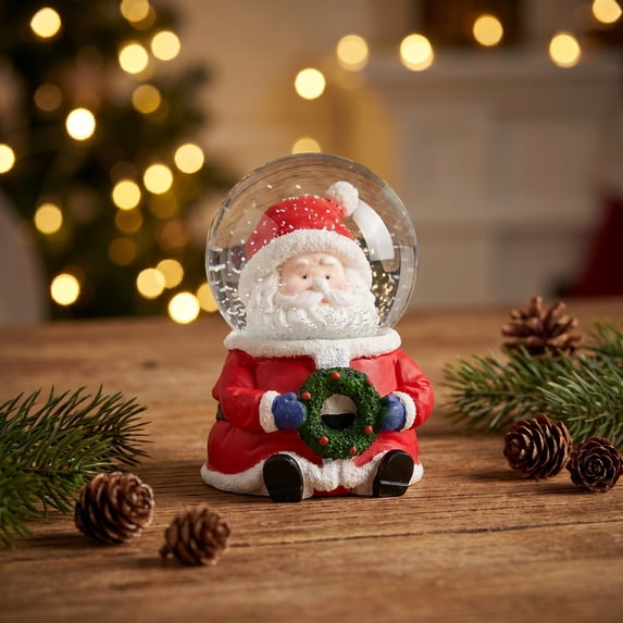 Christmas Snow Globe, Light Up Resin Glass Snowball Ornament, Holiday Desktop Decor Gift For Teens