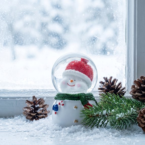 Christmas Snow Globe Light Up Resin Tabletop Decor with Soft Glow, Festive Holiday Gift for Kids and Home Display