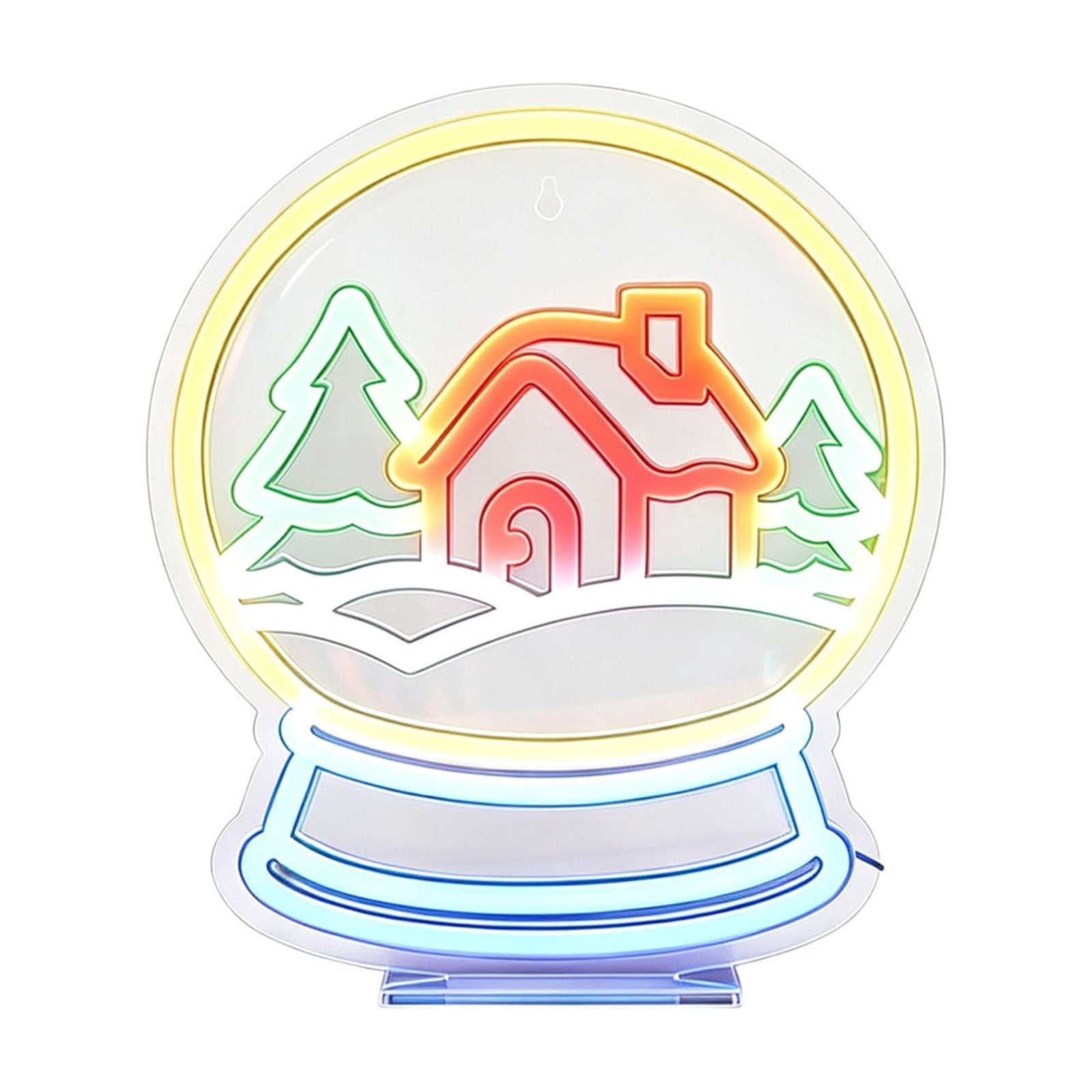 Christmas Snow Globe Neon Sign Light with House and Tree Design for ...