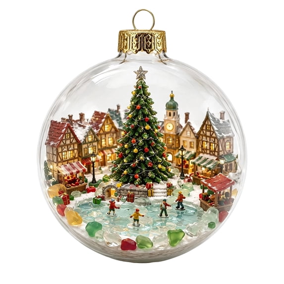 Christmas Snow Globe Ornament Ball, Festive Winter Scene Hanging Decoration, Holiday Tree Bauble for Indoor Xmas Decor, Seasonal Home Display Piece for Christmas Party,4x4Inch No lights