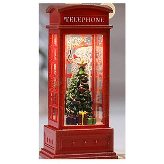 Christmas Snow Globe Ornament Nutcracker Telephone Box Red Soldier Xmas Decor-Trees