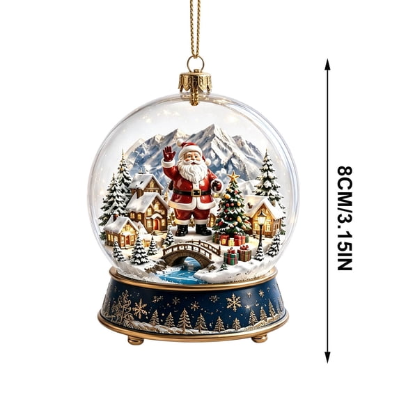 Christmas Snow Globe Ornament Santa Scene Hanging Tree Pendant Decor