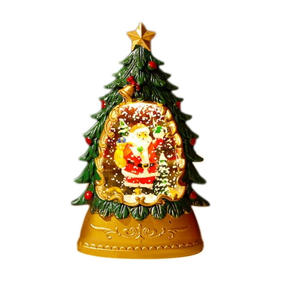 Christmas Snow Globe, Water Swirling and Glittering Snow Globes, Prelit Christmas Tree Santa and Elk, Battery Operated Lighted Christmas Decorations Indoor Home Decor