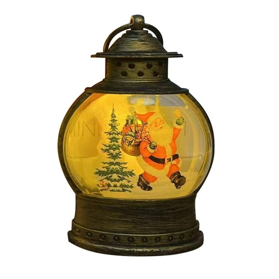 Christmas Snow Globes Christmas Decorations, 6" Lighted Musical Snow Globe Lantern, Santa in Sleigh with Deer Christmas Decoration Indoor & Gifts, USB/Battery Operated