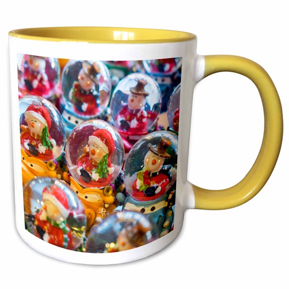 3drose, Christmas Snow Globes, Finland, 11oz Two-tone Yellow Mug