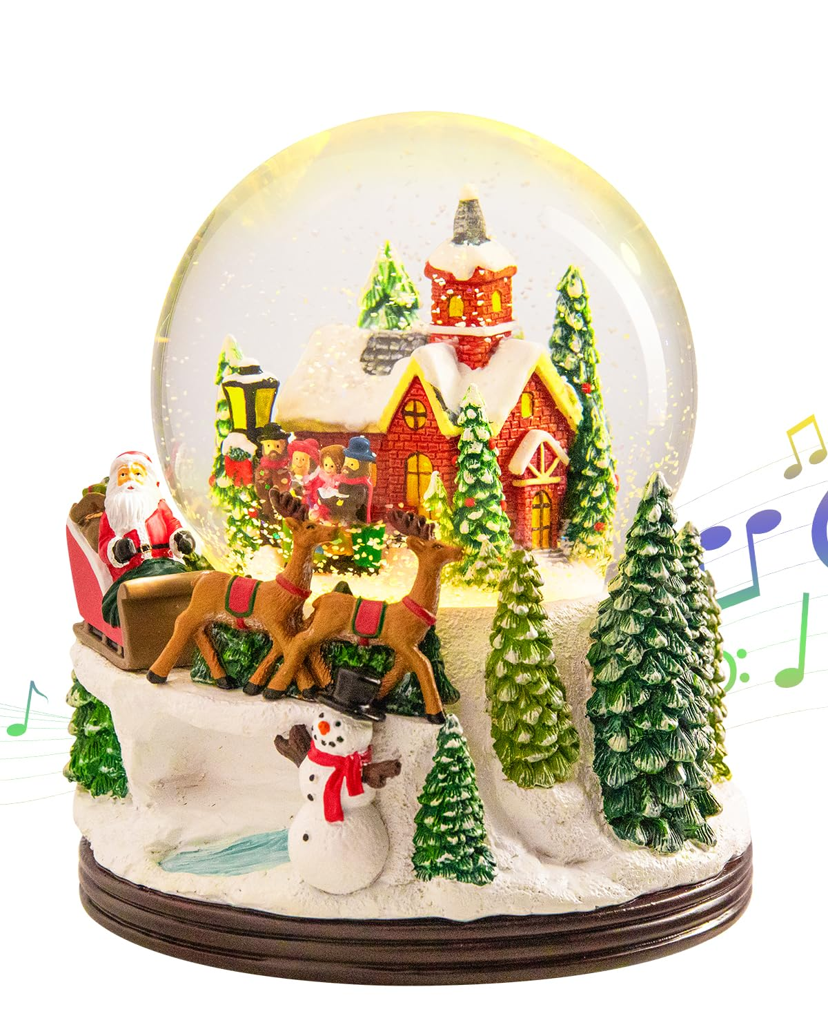 Christmas Snow Globes, Snow Globes Christmas with Musical Battery Operated LED Lights Glittering Water Globes Winter for Holiday Home Indoor Christmas Decorations and Gifts