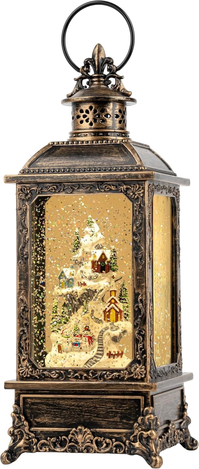 Christmas Snow Globes Lantern Christmas Snow Globe with Music Snowman ...