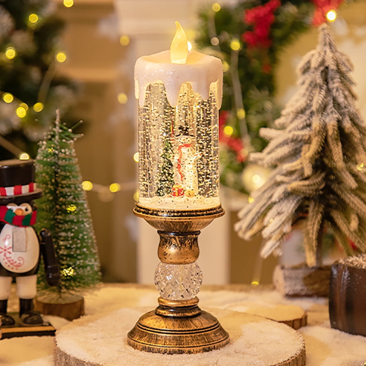Christmas Snow Globes Lantern with Music USB Lined Operated Snow Globe ...