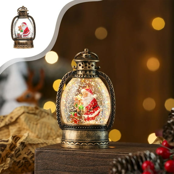 Christmas Snow Globes Lantern,Outdoor Christmas Lights,Santa Claus and Teddy Bear with LED Lights, Snowing Effect, Holiday Tabletop Decoration, Festive Lantern for Home Decor