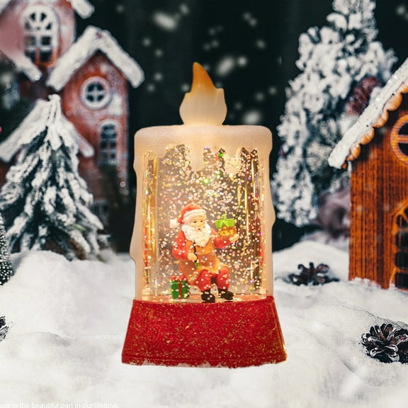 Christmas Snow Globes Lantern, Plastic Candle Shaped Snow Lantern,Battery Operated Candles for Christmas Decoration,Christmas Decoration For Tabletop, Shelf, or Christmas Tree,3.14×1.57x5.90in