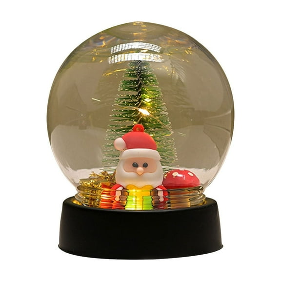 Christmas Snow Globes, Lighted Decorations Snow Globes Lantern, Santa Christmas Table Decorations LED Crackle Glass Ball for Living Room Fireplace Tabletop,Home Décor & Gift