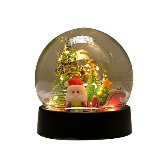 Christmas Snow Globes, Lighted Decorations Snow Globes Lantern, Santa Christmas Table Decorations LED Crackle Glass Ball for Living Room Fireplace Tabletop,Home Décor & Gift