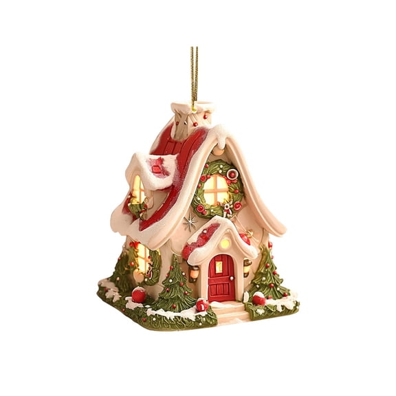 Christmas Snow House 2D Hanging Decoration with Exquisite House Design, Acrylic Christmas Tree Ornament, for Festive Home Decor and Holiday Celebrations