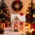 thumbnail image 1 of Christmas Snow House Ceramic Candle Holder 3.7 x 3.07 Inch Handmade Tealight Candlestick for Mantel Table Desk, Winter Home Decor, Festive Holiday Gift, Birthday Present, Cozy Ambiance Setup, 1 of 8