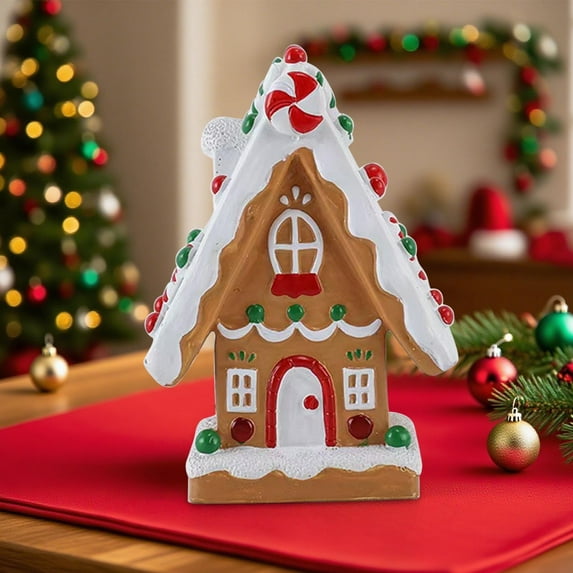Christmas Snow House Decor - Handcrafted Resin Candy & Cookie Cottage for Holiday Party, Festive Home Decor, Table Centerpiece, Shelf Display, Traditional Xmas Decoration